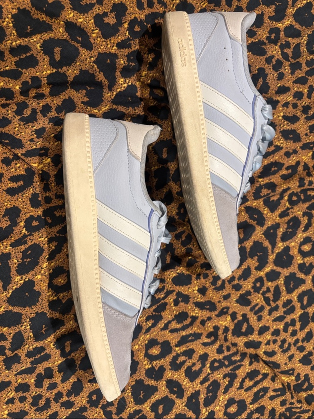 adidas Light Blue Low-Top Sneakers with Cream Stripes